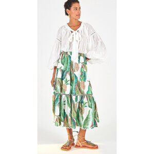 Anthropologie Farm Rio Forest Palm Maxi Skirt Size Medium